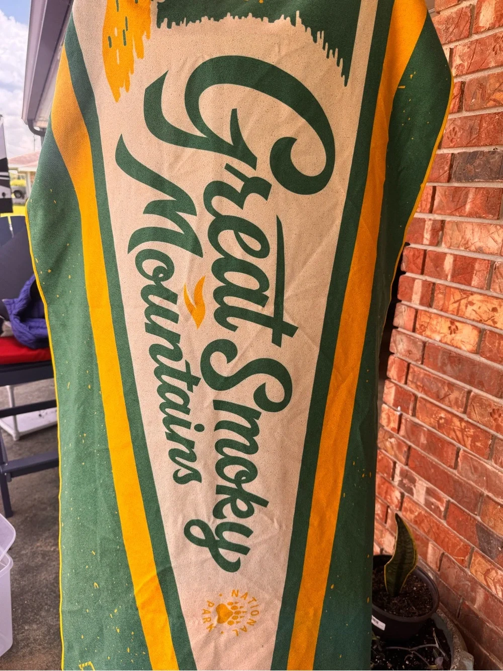 Nomadic Traders Green, Yellow, Cream Great Smoky Mountains Beach Towel